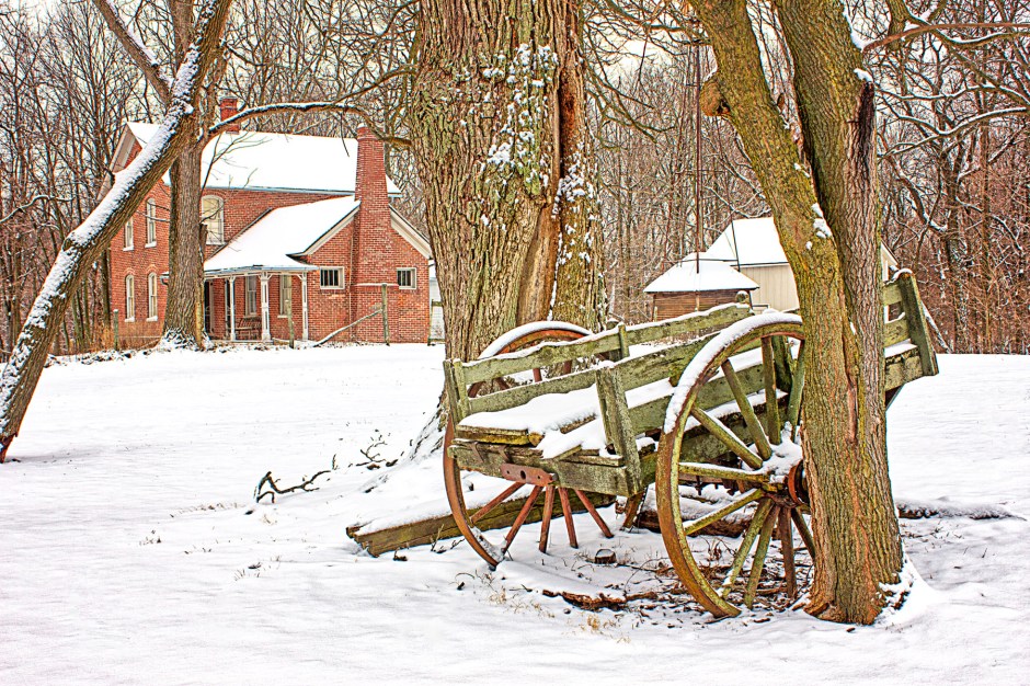 Nineteenth-Century Farm After Snowfall