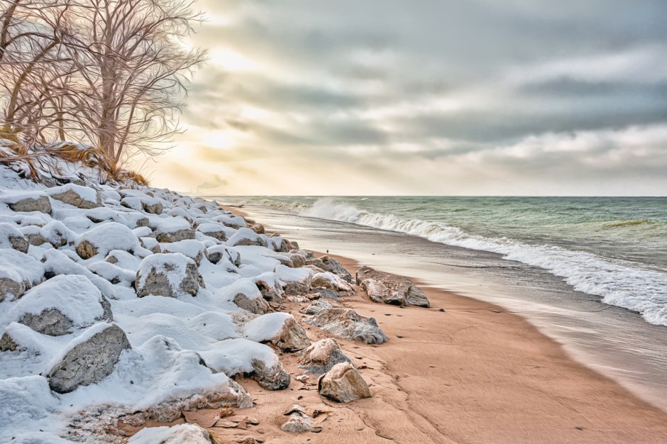 Lake Shore After Light Snow
