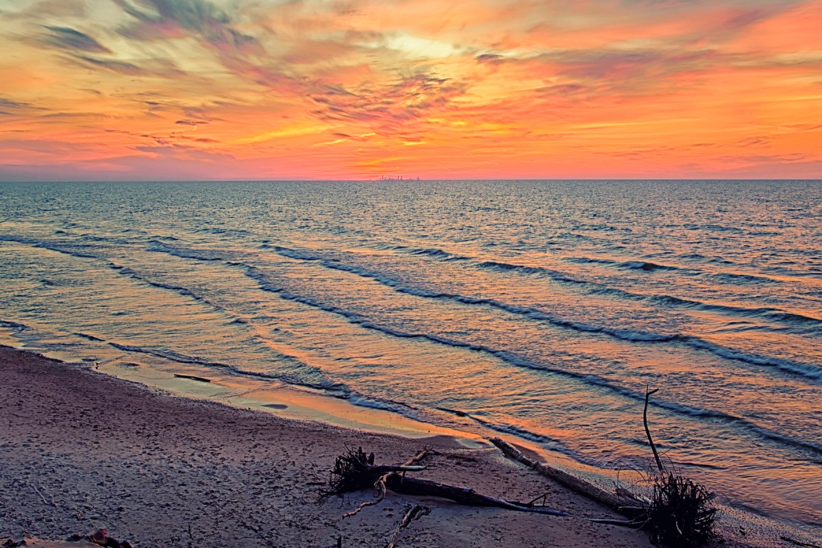 Sunset Above Chicago Skyline in Late April