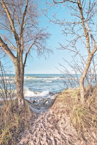 Trail End at Lake Michigan in December