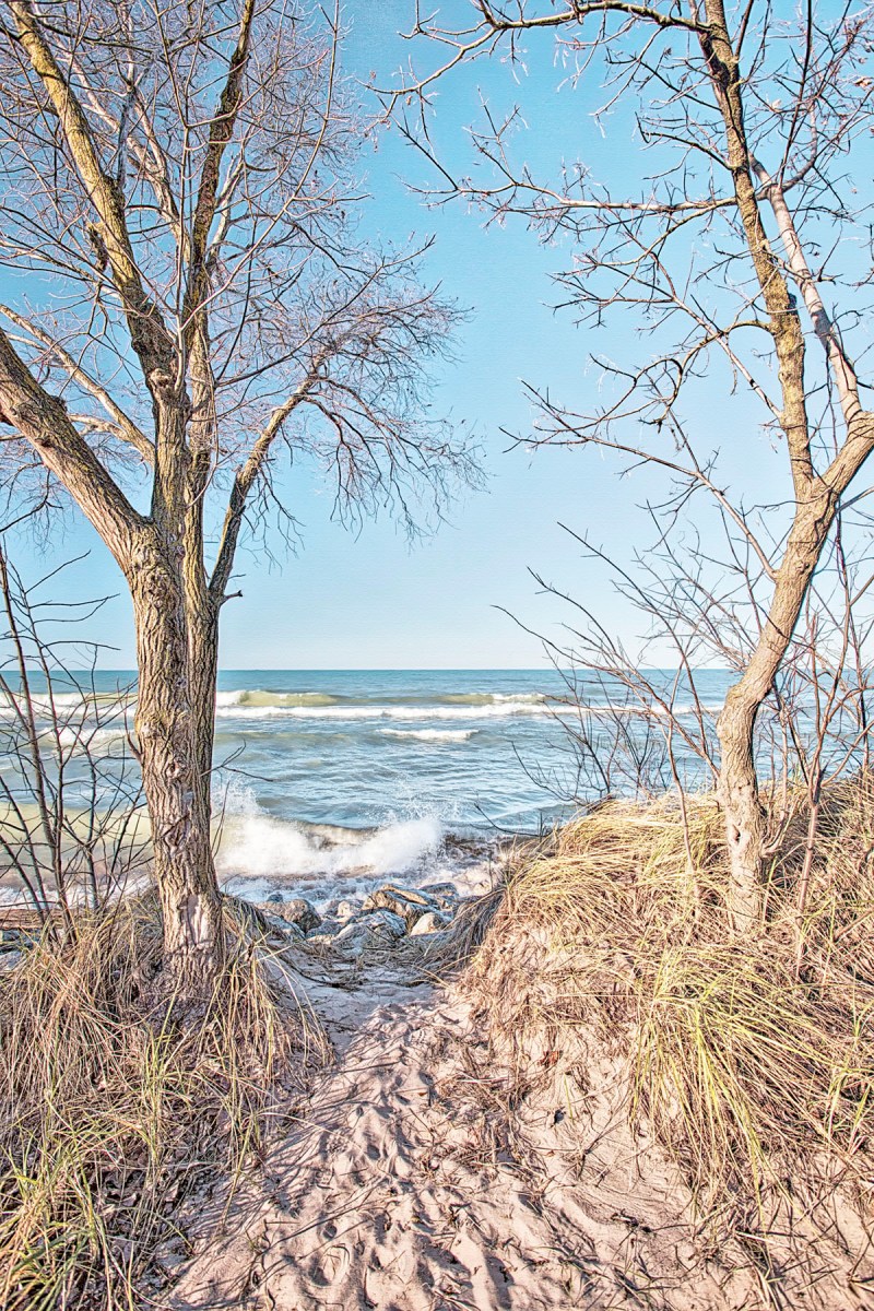 Trail End at Lake Michigan in December