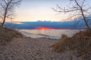 Path to Beach at Sunset in Early Spring