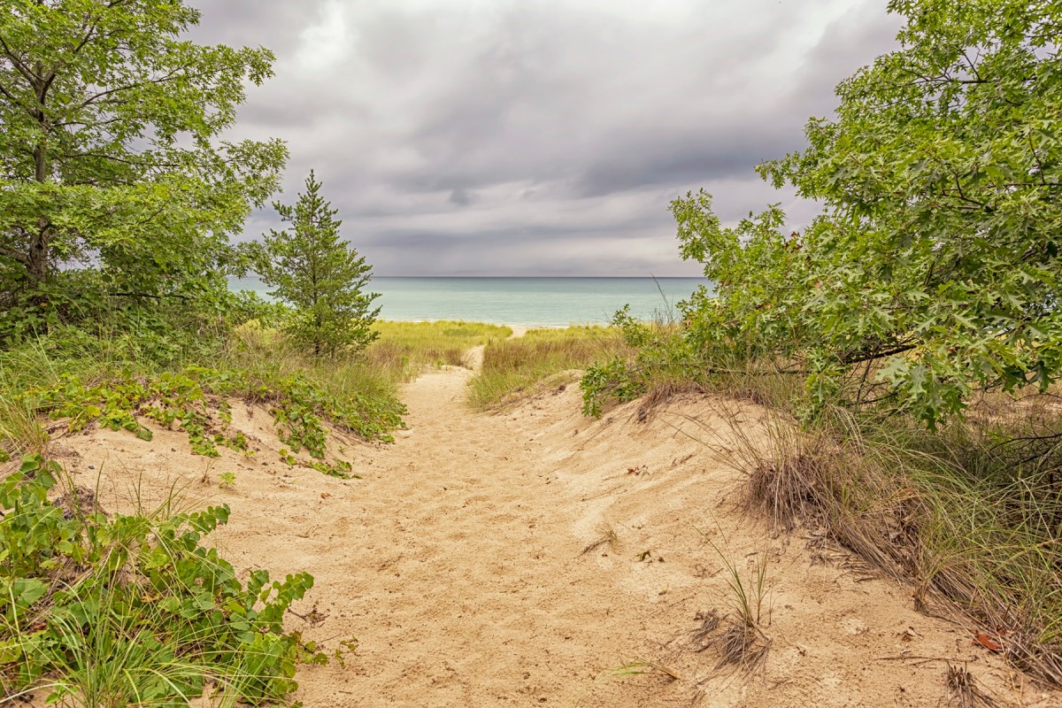 Trail Ten Toward Shore and Approaching Storm